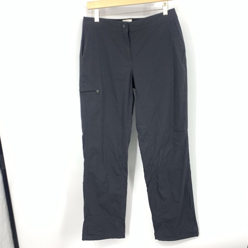 LL Bean Women Size 8 M/T Medium Pants Black Straight Cargo Nylon Stretch Hike